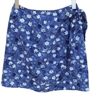 Vintage We Too Floral Wrap Mini Skirt Blue Tie Side USA Size 7